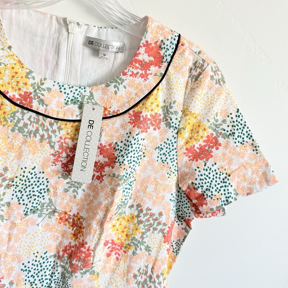 Mary Jane Dress Floral Fit &Flare Women M Retro 50s Trad Wife Twee - Picture 2 of 10